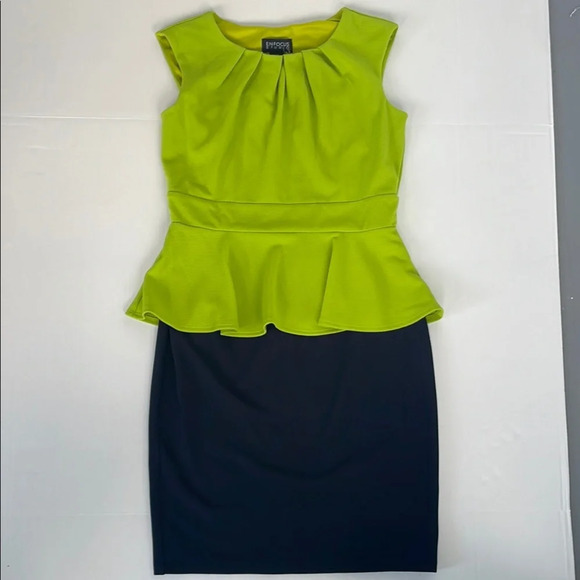Enfocus Studio Green and Blue Peplum Dress Size 6 - Picture 3 of 14